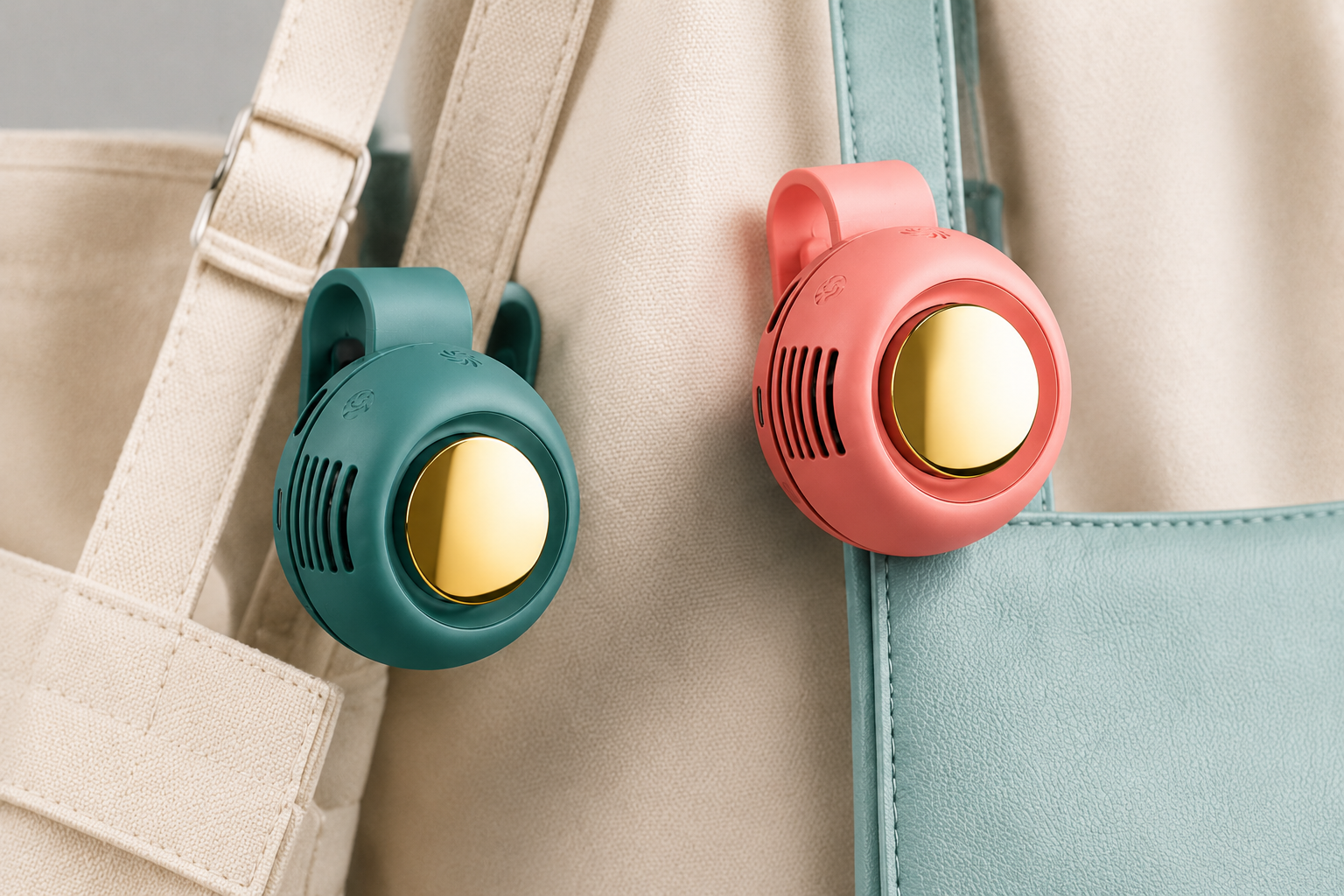 Mini ventilateur portatif Souffle. — vue lifestyle extérieur, été